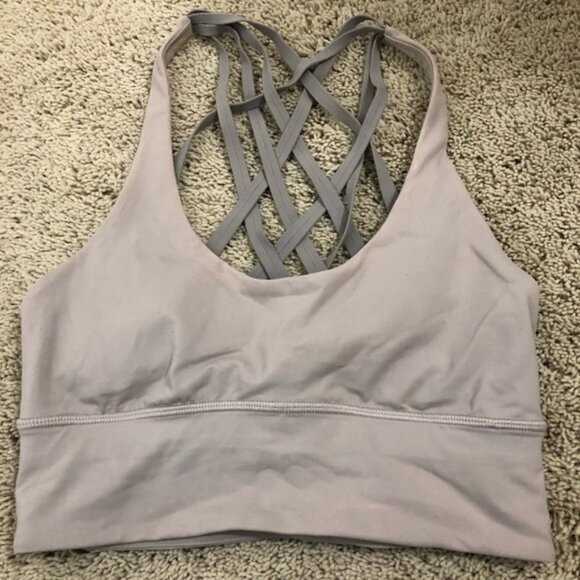 Women's lululemon light purplish/grey Strappy Sports Bra size 4 - Picture 1 of 4